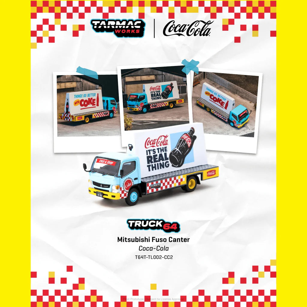(PRE-ORDER 2026) Tarmac Works 1:64- Mitsubishi Fuso Canter - Advertisement Truck COCA- COLA T64T-TL002-CC2