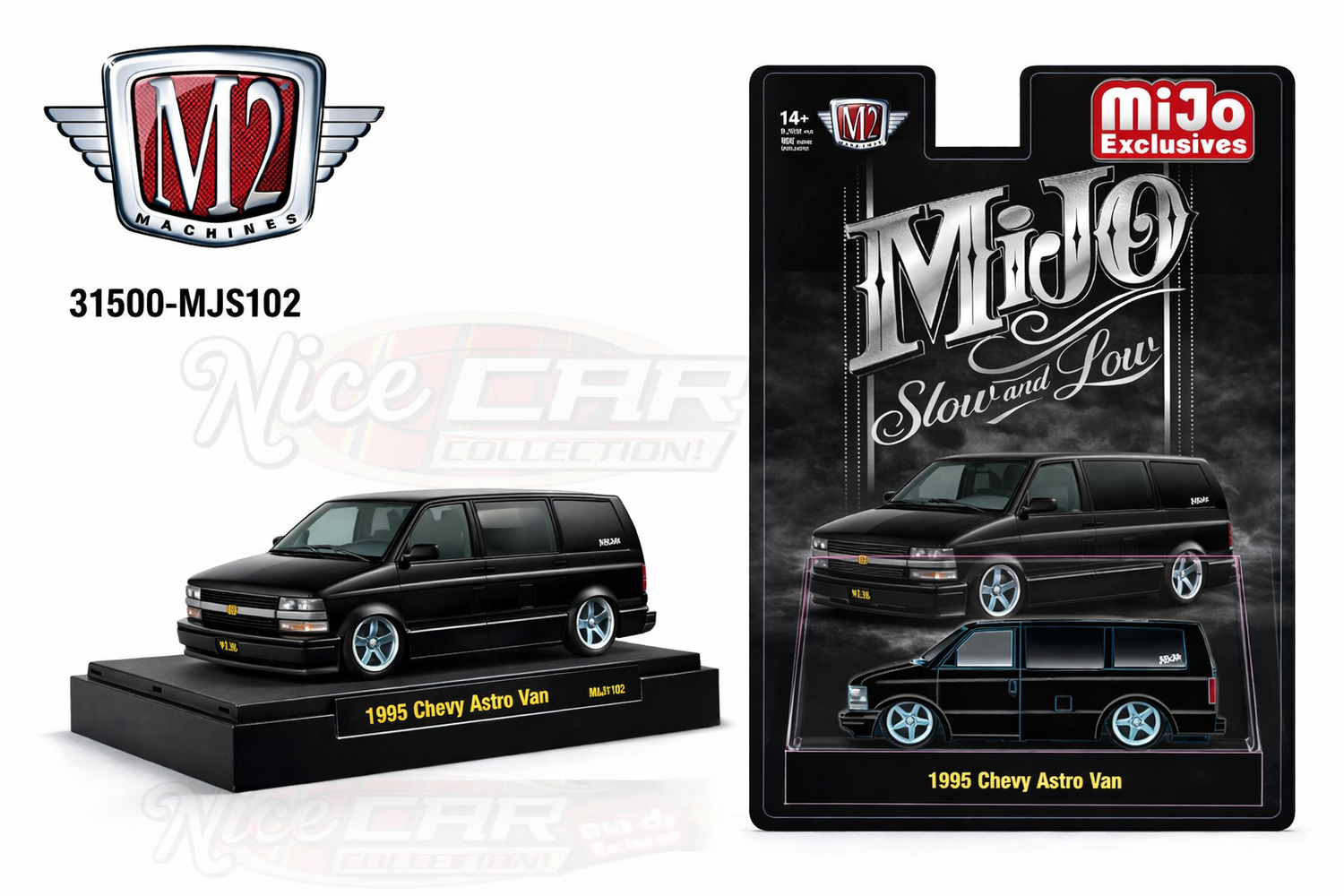 (PRE-ORDER 2026) M2 Machines 1:64-1995 Chevrolet Astro Van Custom Slow Low – Black 31500-MJS102