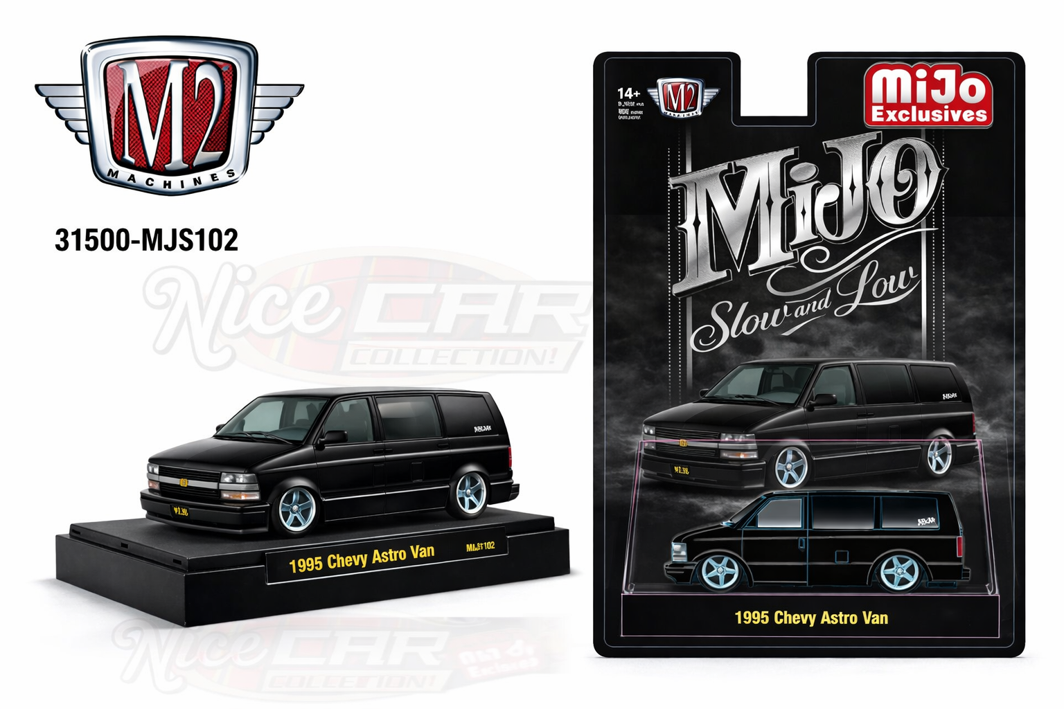 (PRE-ORDER 2026) M2 Machines 1:64-1995 Chevrolet Astro Van Custom Slow Low – Black 31500-MJS102
