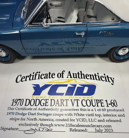 1970 DODGE DART SWINGER Vinyl Top/White Stripe (Limitée à 60 unités seulement-Limited to 60 units only)