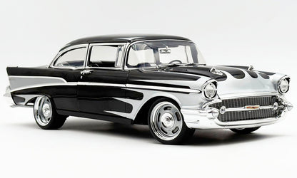 (PRE-ORDER 2027) ACME 1:18 – Chevrolet Bel Air Custom 1957 – Noir avec Flammes Argentées – Édition Limitée 357 Exemplaires – A1807022