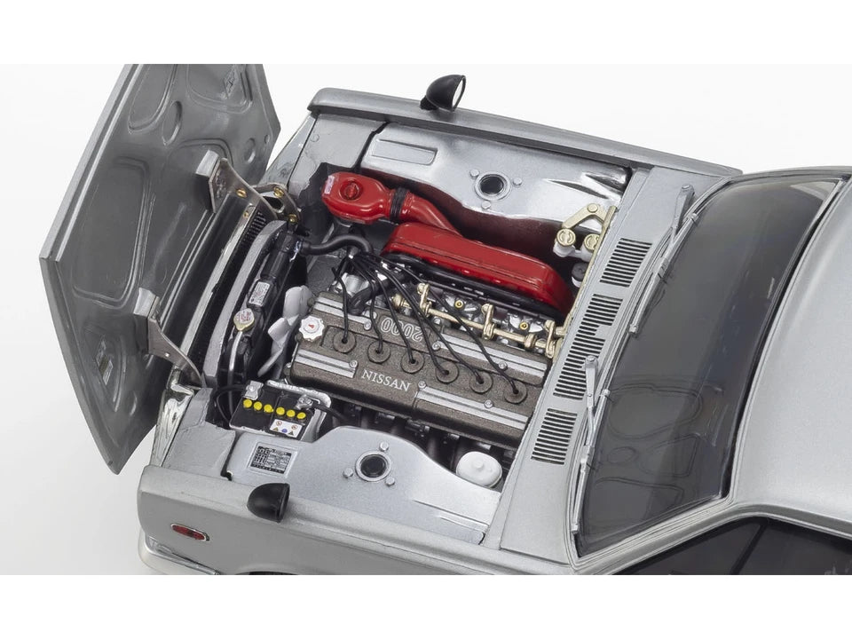 (PRE-ORDER 2027) Kyosho 1:18 – Nissan Skyline 2000 GT-R (KPGC10) Modified – Silver – K08129S