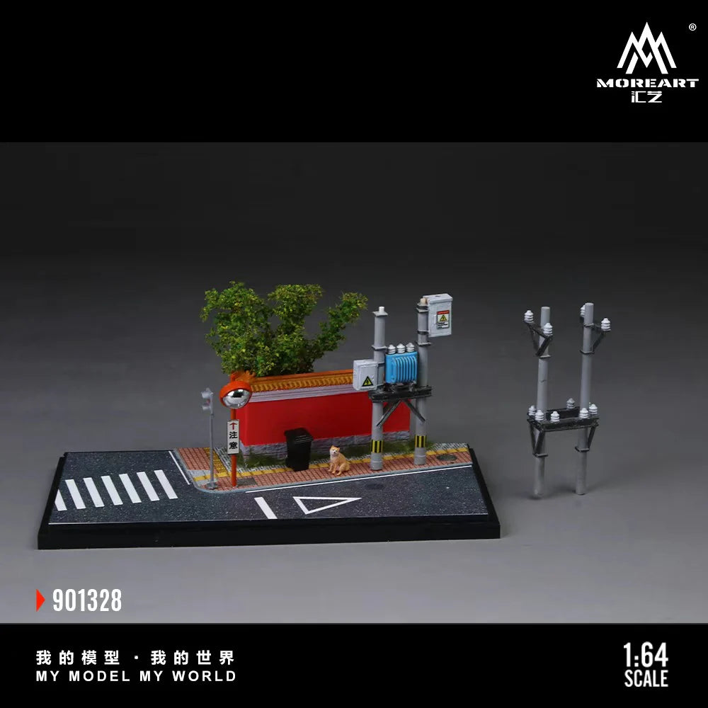 Coin de rue urbain avec mur rouge MoreArt 1:64 MO901328