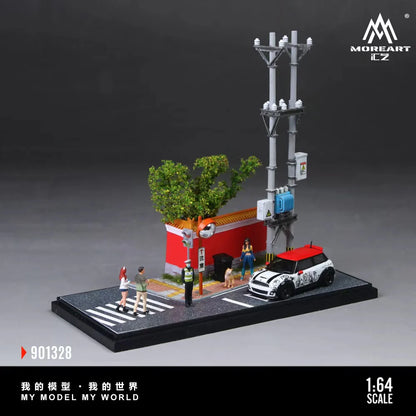 Coin de rue urbain avec mur rouge MoreArt 1:64 MO901328