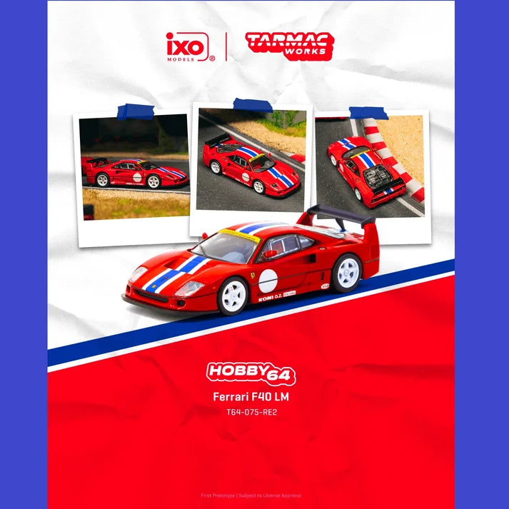 Ferrari F40 LM rouge 1:64 – Tarmac Works Hobby64 T64-075-RE2