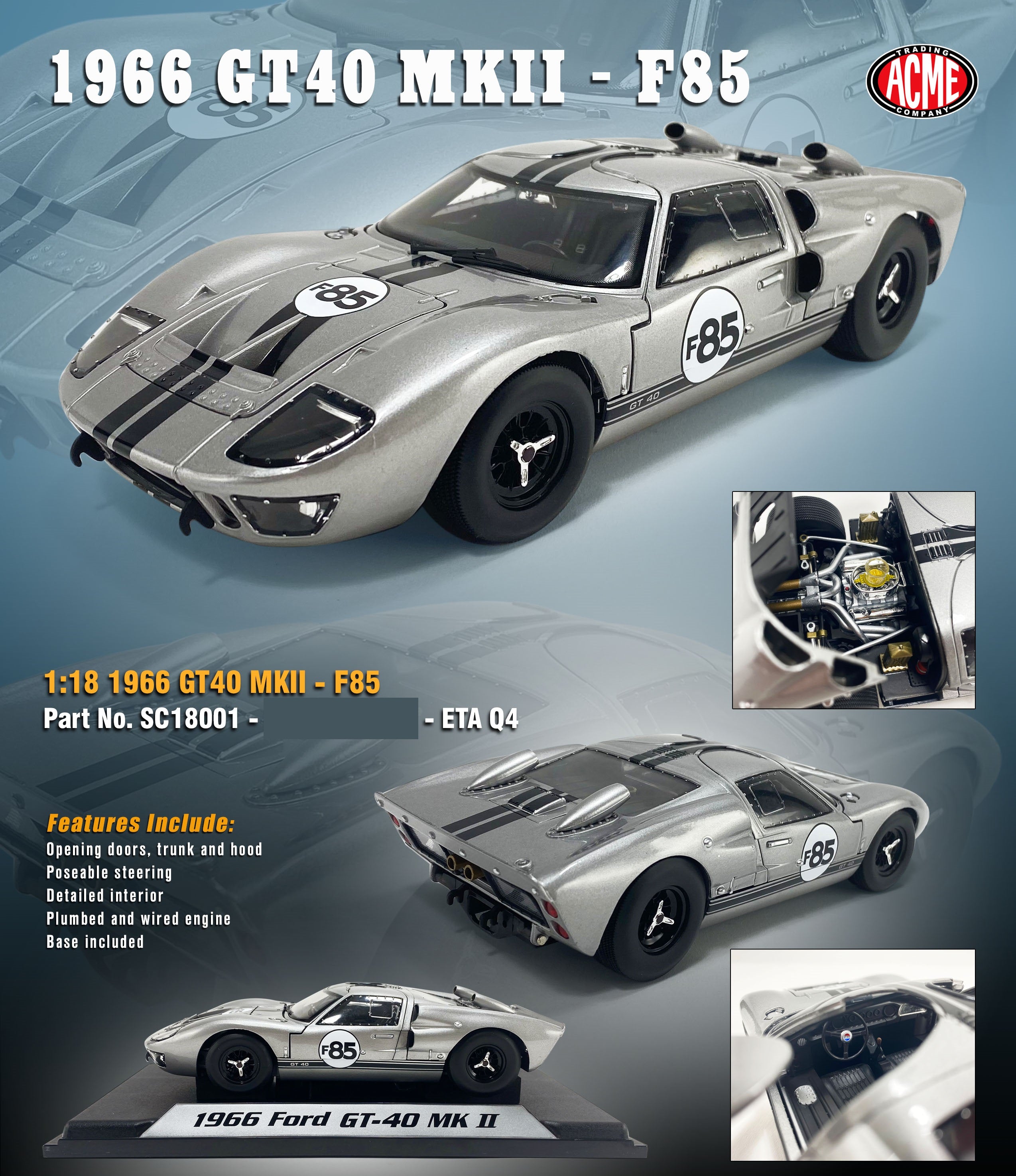 (PREORDER HIVER/WINTER 2025) Ford GT40 MKII 1966 F85 Nice Car Collection
