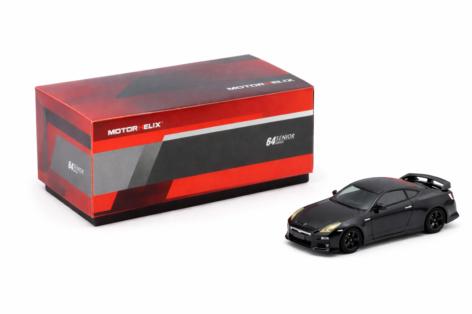 Motorhelix 1/64 - Nissan GT-R (R35) Meteor Pearl Black w/Carbon Top - M63517