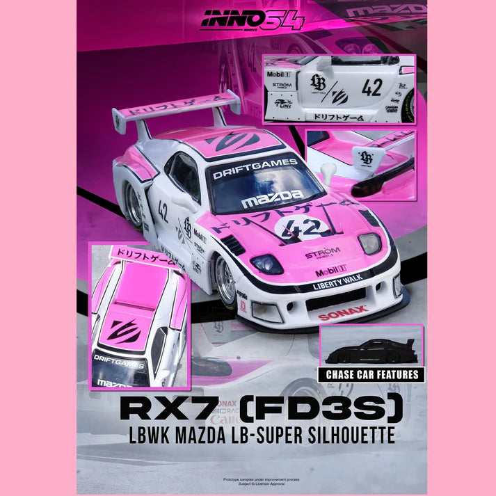 (PRE-ORDER 2026) Mazda RX-7 (FD3S) LB-Super Silhouette “Drift Games 2025” INNO64 1:64 IN64-LBWK-RX7-08
