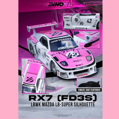 (PRE-ORDER 2026) Mazda RX-7 (FD3S) LB-Super Silhouette “Drift Games 2025” INNO64 1:64 IN64-LBWK-RX7-08