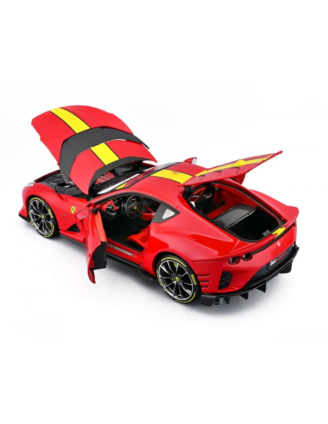 2021 Ferrari 812 Competizione Rosso Corsa Red w/ Yellow Stripe 1:18