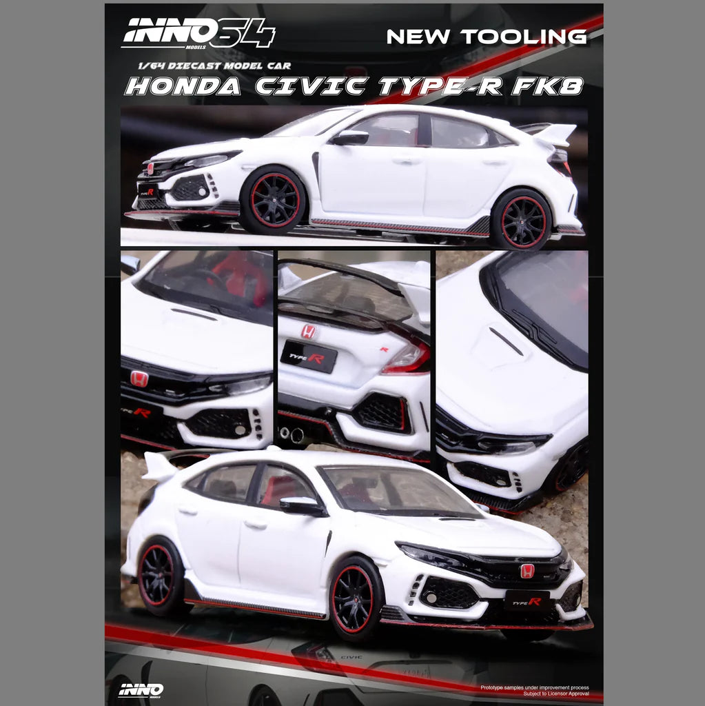 (PRE-ORDER 2025) INNO64 1/64 HONDA CIVIC TYPR-R (FK8) White IN64-FK8-WHI
