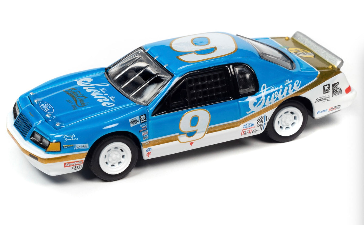 1986 Ford Thunderbird Stock Car Bright Blue avec bandes blanches et or - 24hrs of LeMons - JLSF024-2B-3