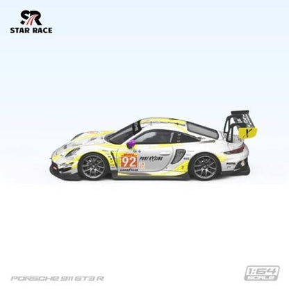 Star Race 1/64 -  Porsche 911 GT3 R Racing Car Yellow White 