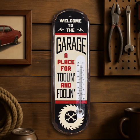 Trollin and Foolin Vintage Garage Thermometer Metal Wall Sign - Indoor/Outdoor