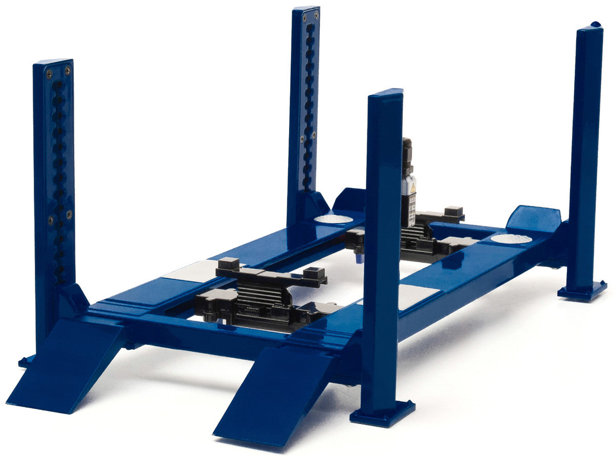 Pont élévateur réglable à quatre colonnes bleu GreenLight pour modèles réduits 1:18 – GL12884