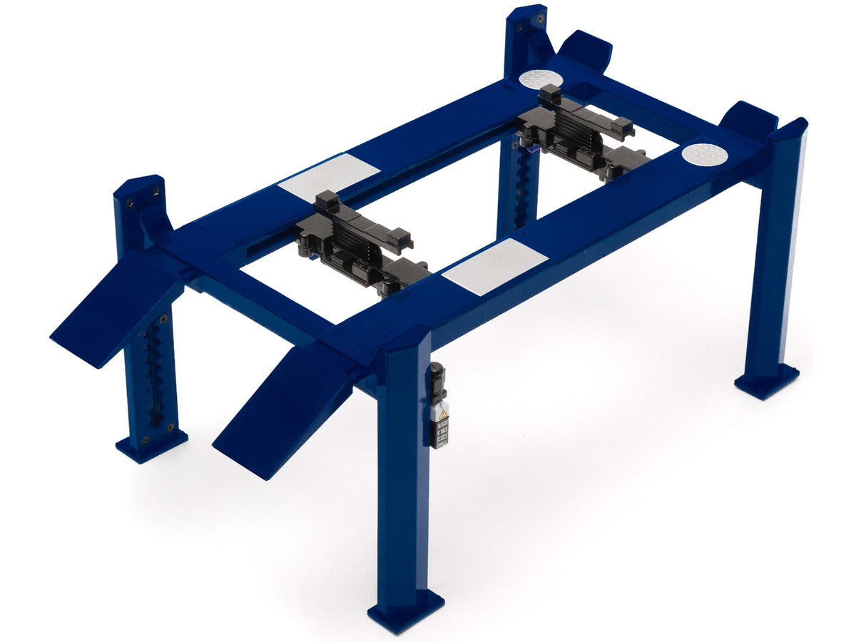 Pont élévateur réglable à quatre colonnes bleu GreenLight pour modèles réduits 1:18 – GL12884