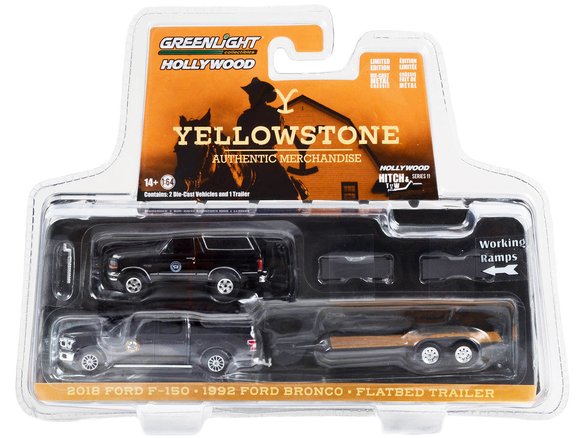 Montana Livestock Association - 2018 Ford F-150 Pickup with 1992 Ford Bronco on Flatbed Trailer - Yellowstone (TV Series 2018-Current) GL31150-C