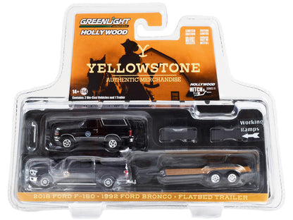 Montana Livestock Association - 2018 Ford F-150 Pickup with 1992 Ford Bronco on Flatbed Trailer - Yellowstone (TV Series 2018-Current) GL31150-C