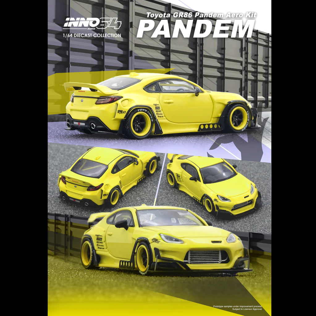 (PRE-ORDER 2025) INNO64 1/64 TOYOTA GR86 &quot;PANDEM&quot; Yellow IN64-GR86P-YELLOW