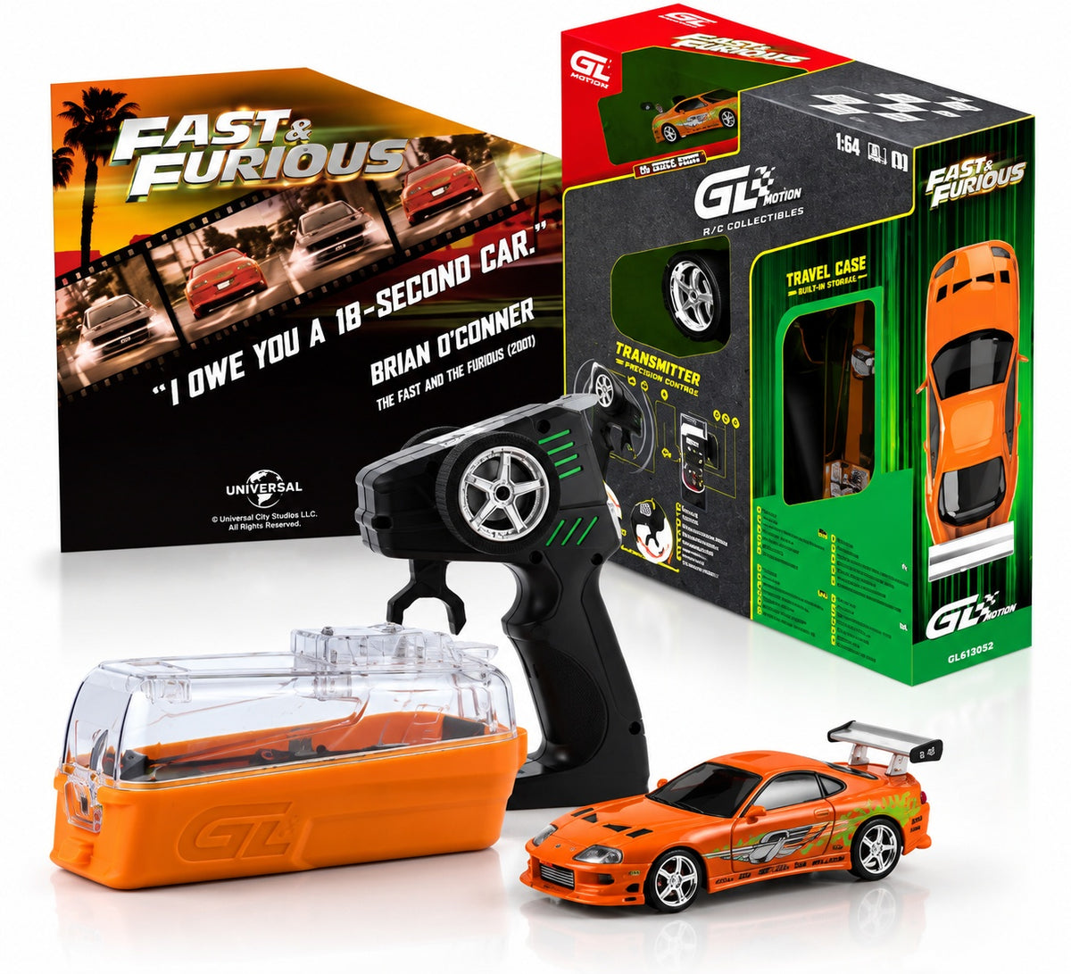 (PRE-ORDER 2027) GreenLight GL Motion 1:64 Toyota Supra 1994 orange de Brian – Fast &amp; Furious – Voiture télécommandée avec télécommande – GLM-INT-613052