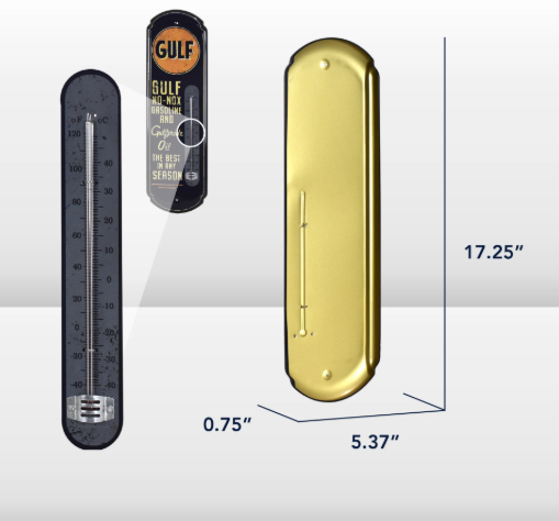 Gulf Vintage Thermomètre - Enseigne Rétro Intérieur/Extérieur