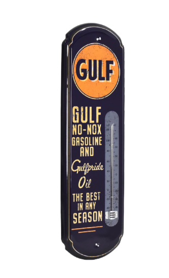 Gulf Vintage Thermomètre - Enseigne Rétro Intérieur/Extérieur