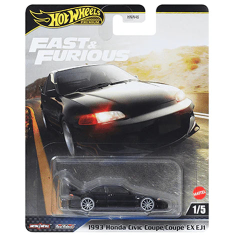 1/5- 1993 Honda Civic Coupe EX EJ1 (JBL90)-Hot Wheels 1:64 Fast &amp; Furious Premium 2025 M