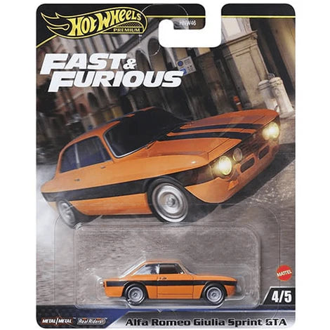 4/5, Alfa Romeo Guilia Sprint GTA (JBM04). Hot Wheels Premium Fast &amp; Furious 2025