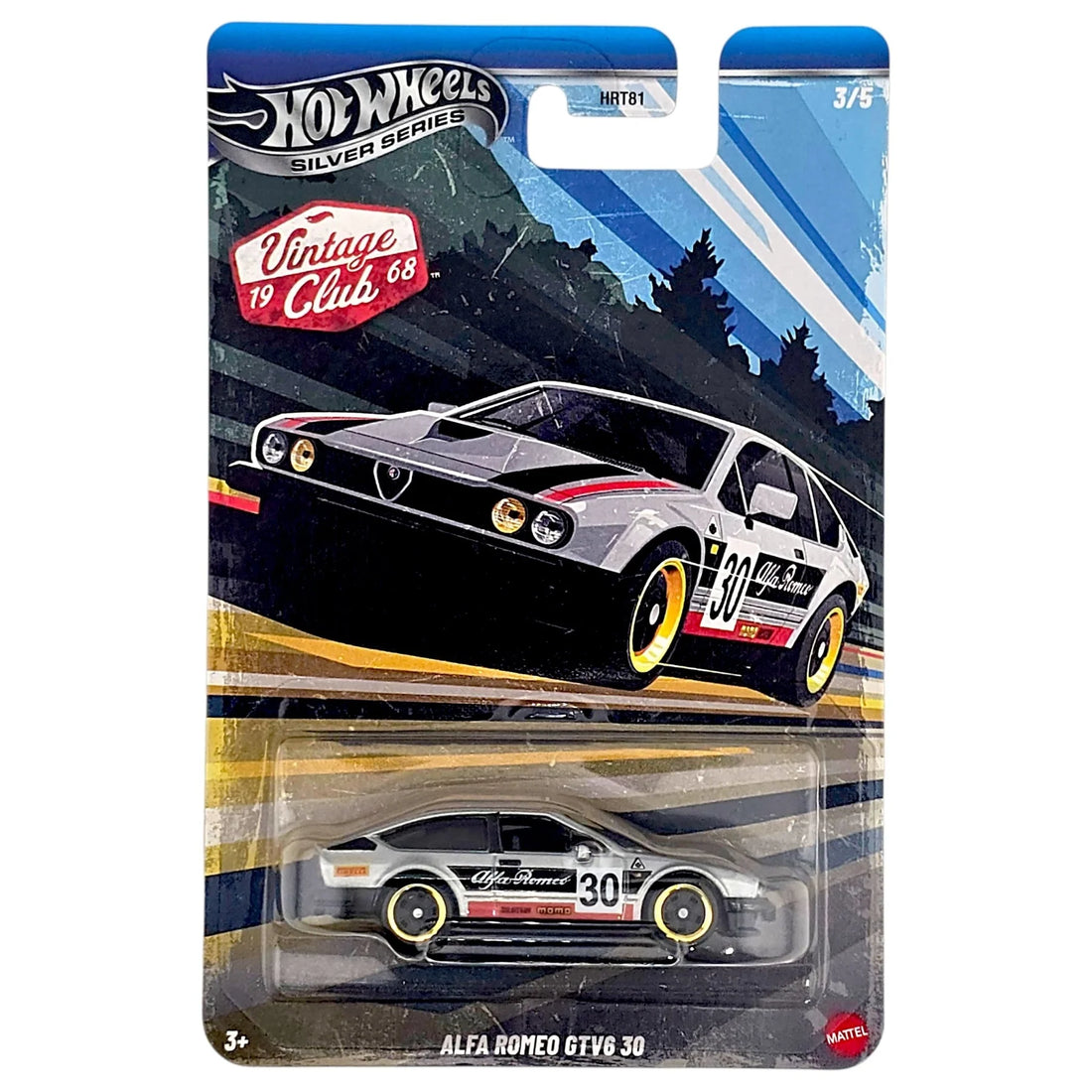 3/5 Alfa Romeo GTV6 3.0 - Hot Wheels 1:64 Vintage Racing Club Silver Series J 2025 Assortment - JKY30