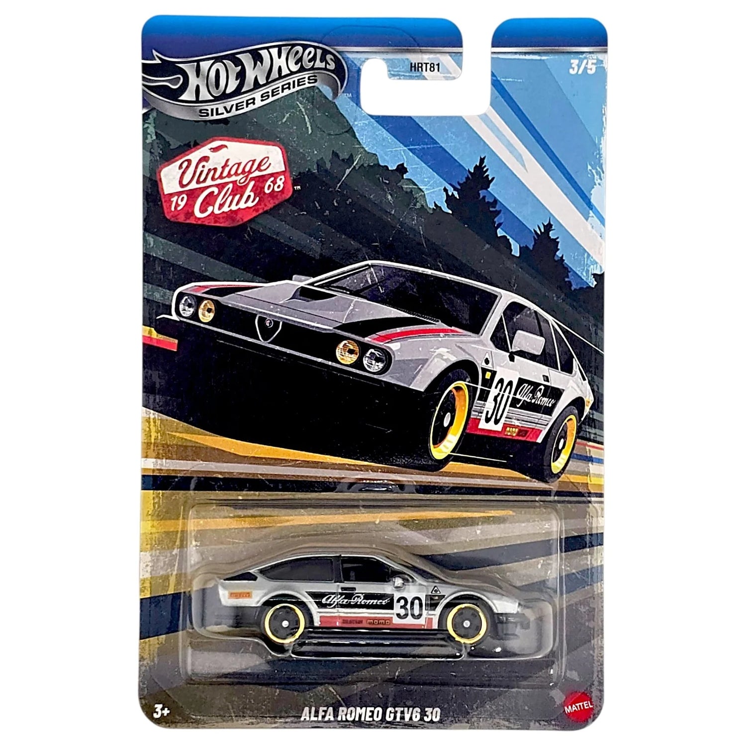 3/5 Alfa Romeo GTV6 3.0 - Hot Wheels 1:64 Vintage Racing Club Silver Series J 2025 Assortiment - JKY30