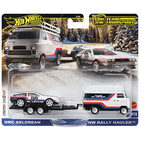 Hot Wheels Team Transport-DMC Delorean &amp; HW Rally Hauler (JBM35)