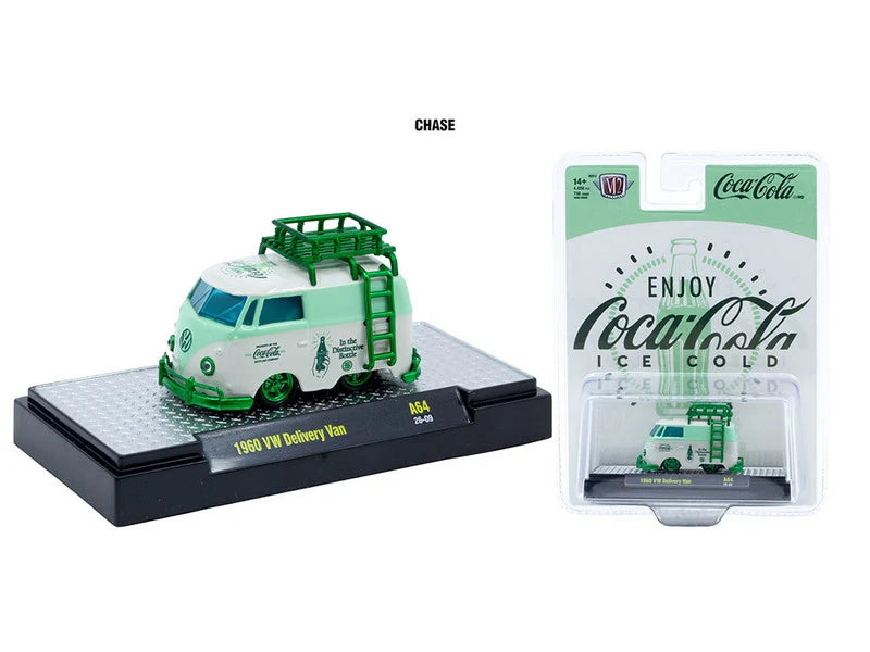 CHASE CAR – M2 Machines 1:64 1960 Volkswagen Delivery Van – Coca-Cola Release A64 – Green Chrome Wheels – 52500-A64-A-CHASE