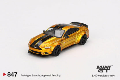 MINI GT-MLB-WORKS FORD MUSTANG LB GOLD-(MGT00847)
