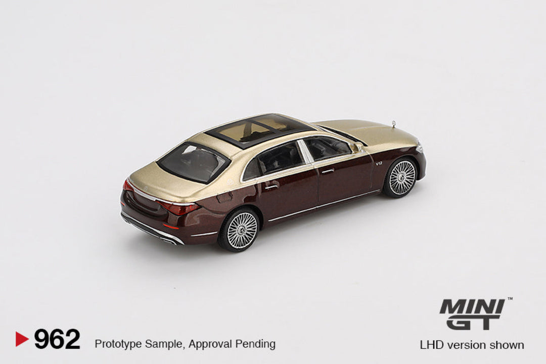 MINI GT-MERCEDES-MAYBACH S680 GOLD / DARK RED METALLIC MGT00962