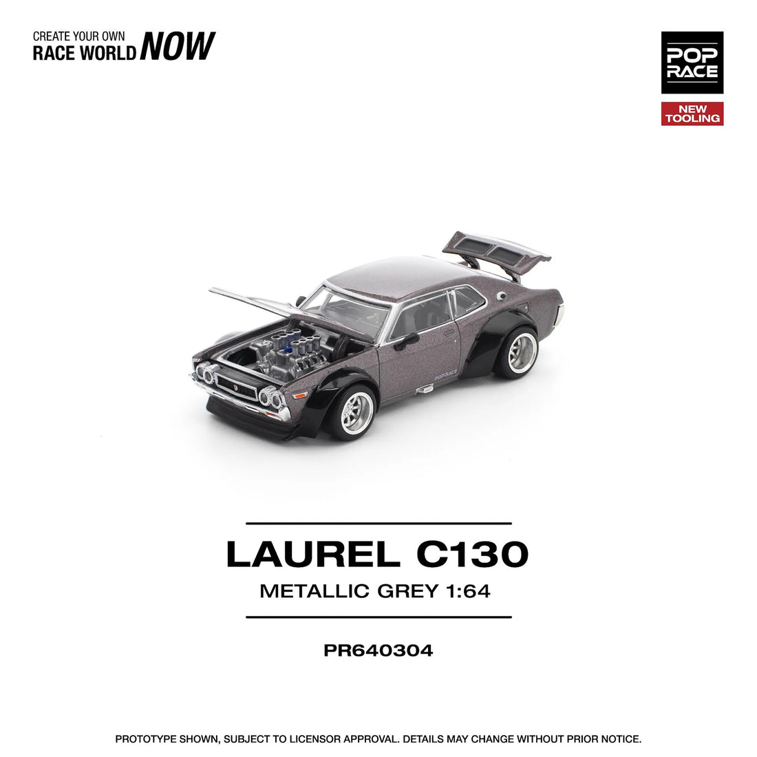 Nissan Laurel C130 Metallic Grey - POPRACE 1:64 - PR640304