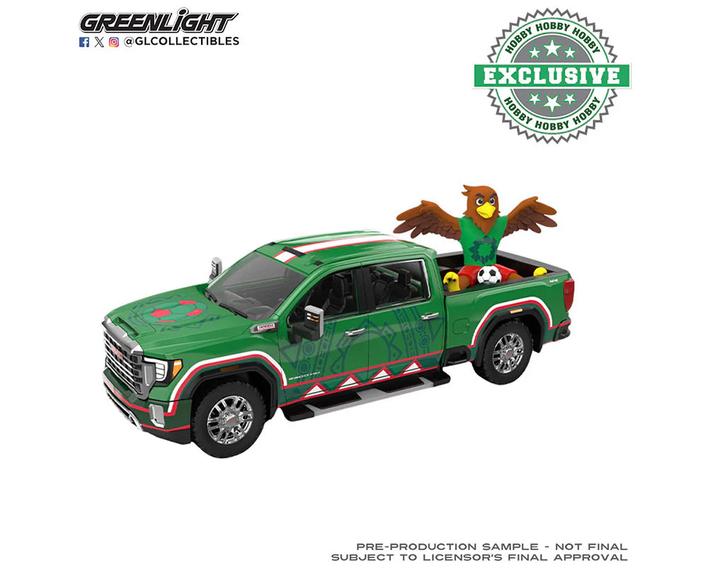 GMC Sierra 3500 HD 2022 hommage au Mexique avec figurine d’aigle International Soccer Celebration ’26 GreenLight 1:64 – GL30589