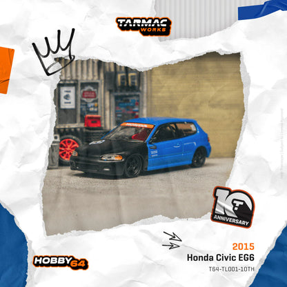 TARMAC WORKS 1/64- Honda Civic EG6 Tarmac Works 10th Anniversary T64-TL001-10TH