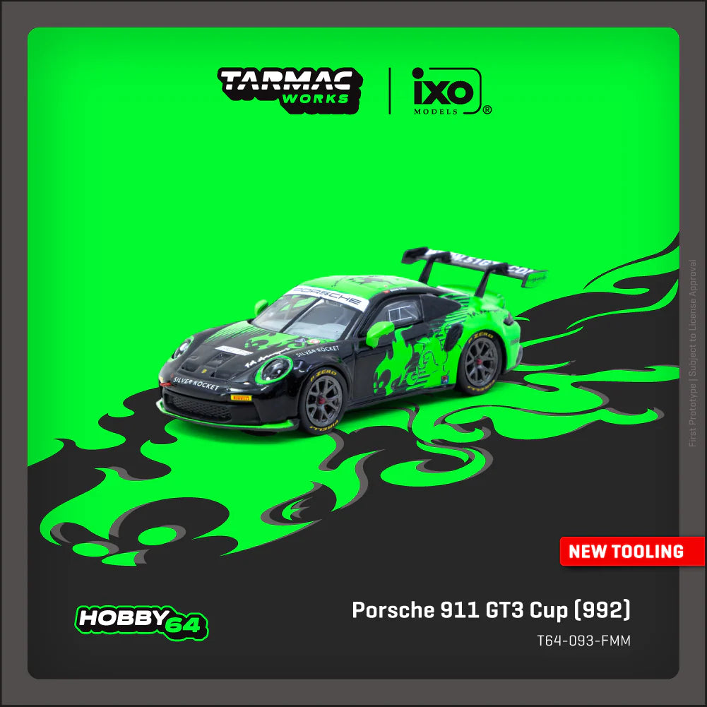 TARMAC WORKS  HOBBY64  1/64- Porsche 911 GT3 Cup (992) Fire Monkey Motorsport T64-093-FMM