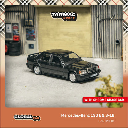 TARMAC WORKS GLOBAL64 1/64-Mercedes-Benz 190 E 2.3-16 Blue-Black metallic T64G-047-BK
