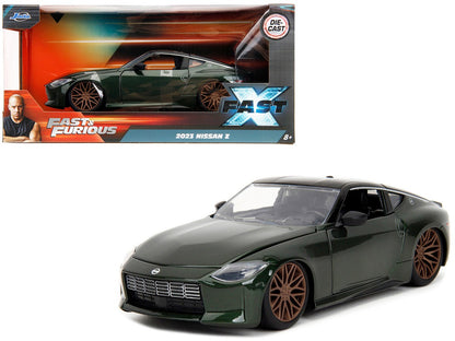 2023 Nissan Z Dark Green Metallic with Black Top &quot;Fast X&quot; (2023) Movie &quot;Fast &amp; Furious&quot;