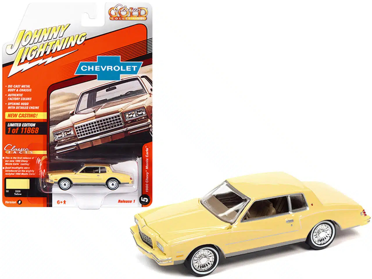 Johnny Lightning Classic Gold 1980 Chevrolet Monte Carlo – Jaune – JLCG028-1B-E