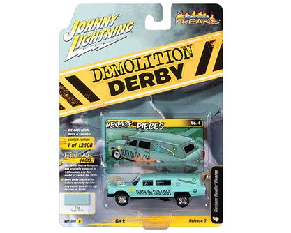Johnny Lightning 1:64 Haulin Hearse Demolition Derby Flat Light Teal - Street Freaks - JLSF021-3B-4