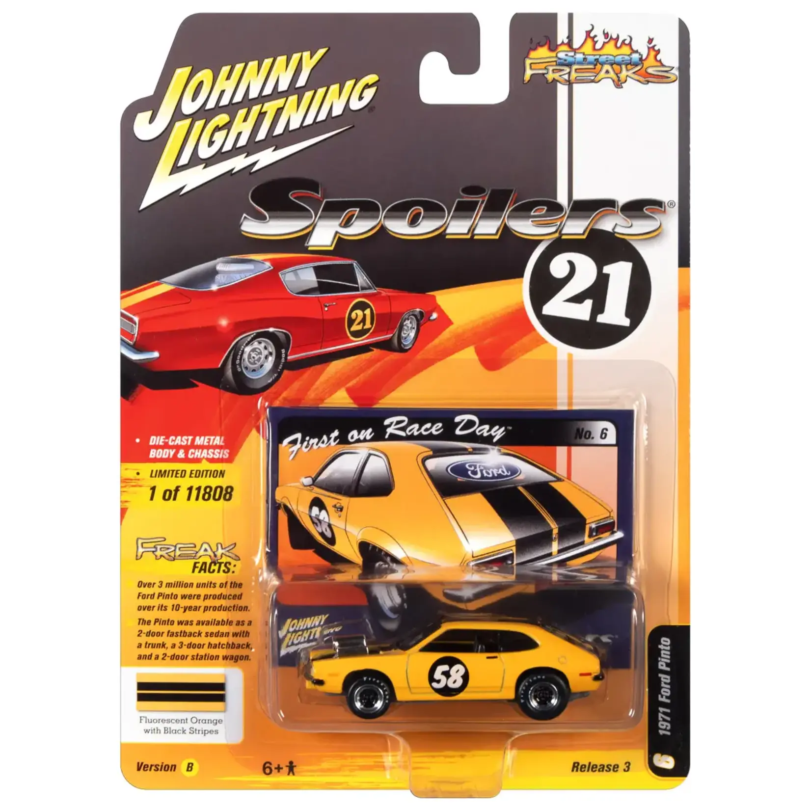 Johnny Lightning 1:64 Ford Pinto Spoilers Fluorescent Orange - Street Freaks - JLSF021-3B-6