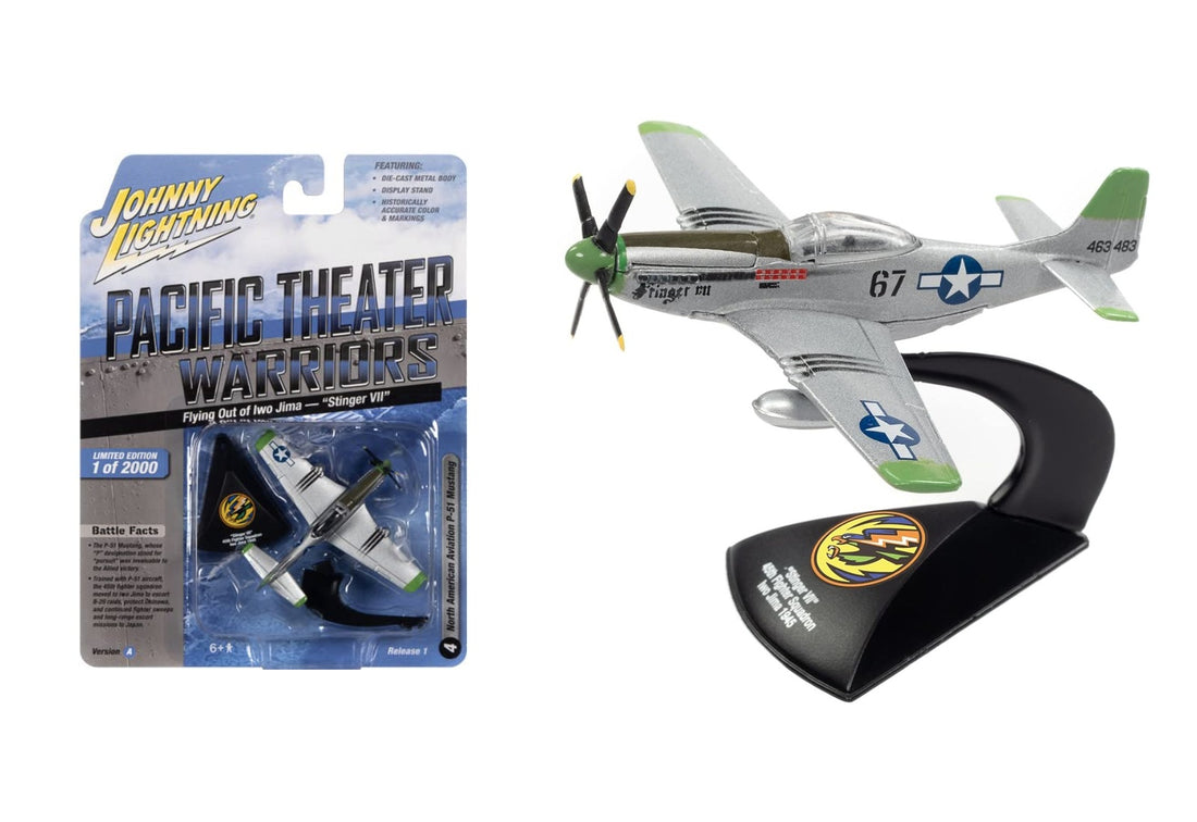 North American Aviation P-51 Plane “Flying out of Iwo Jima - Stinger VII” – Johnny Lightning Pacific Theater Warriors (JLML007-1A-D)