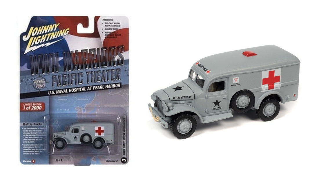 Dodge WC54 Ambulance “Pearl Harbor Naval Hospital” – Johnny Lightning WWII Warriors Pacific Theater (JLML008-2A-C)