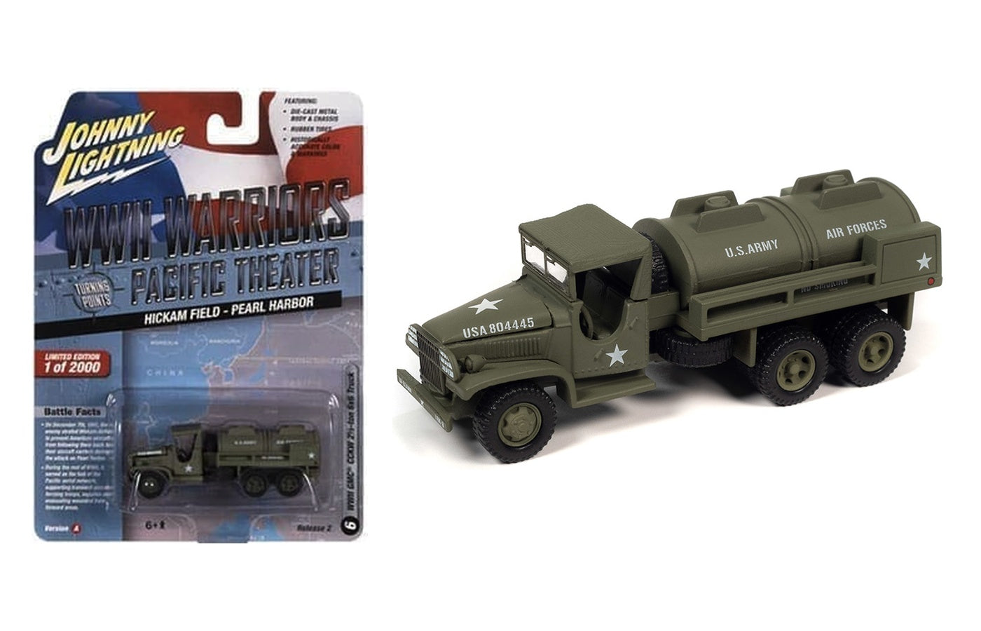 GMC CCKW 6x6 Tanker Truck “Hickam Field, Pearl Harbor” – Johnny Lightning WWII Warriors Pacific Theater (JLML008-2A-F)