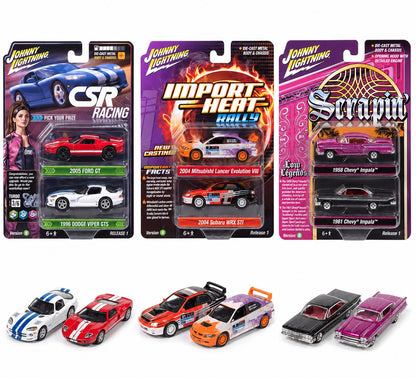 Johnny Lightning 1:64 CSR Racing Twin Pack – 1996 Dodge Viper GTS &amp; 2005 Ford GT – JLPK025-1B-1