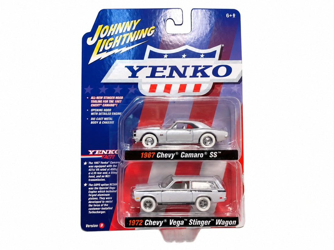 CHASE CAR – Johnny Lightning – Chevrolet Camaro SS 1967 &amp; Chevrolet Vega Stinger Wagon 1972 – Yenko Release 3 Version B – Duo Pack – 1:64 – JLPK014-3B-CHASE