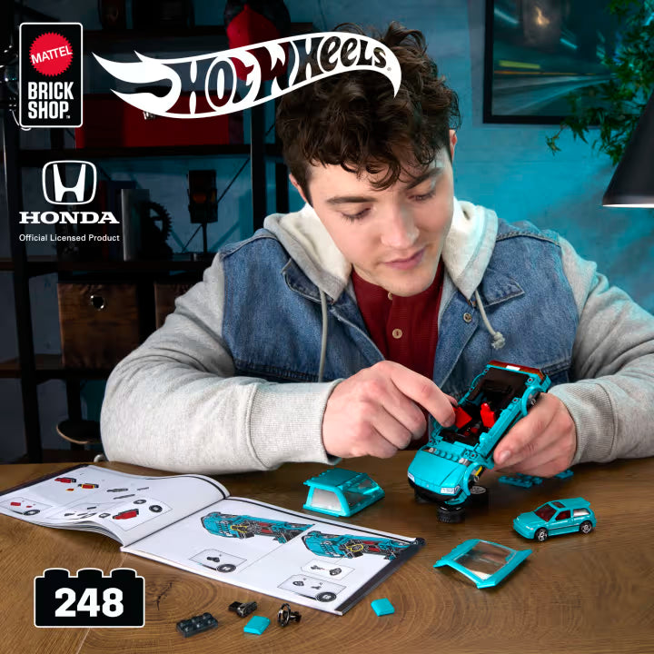 Limit 1 par client (PRE-0RDER, Q1 2026 ) Mattel Brick Shop Hot Wheels Custom ’90 Honda Civic Ef Building Toy Kit (248 Pieces)