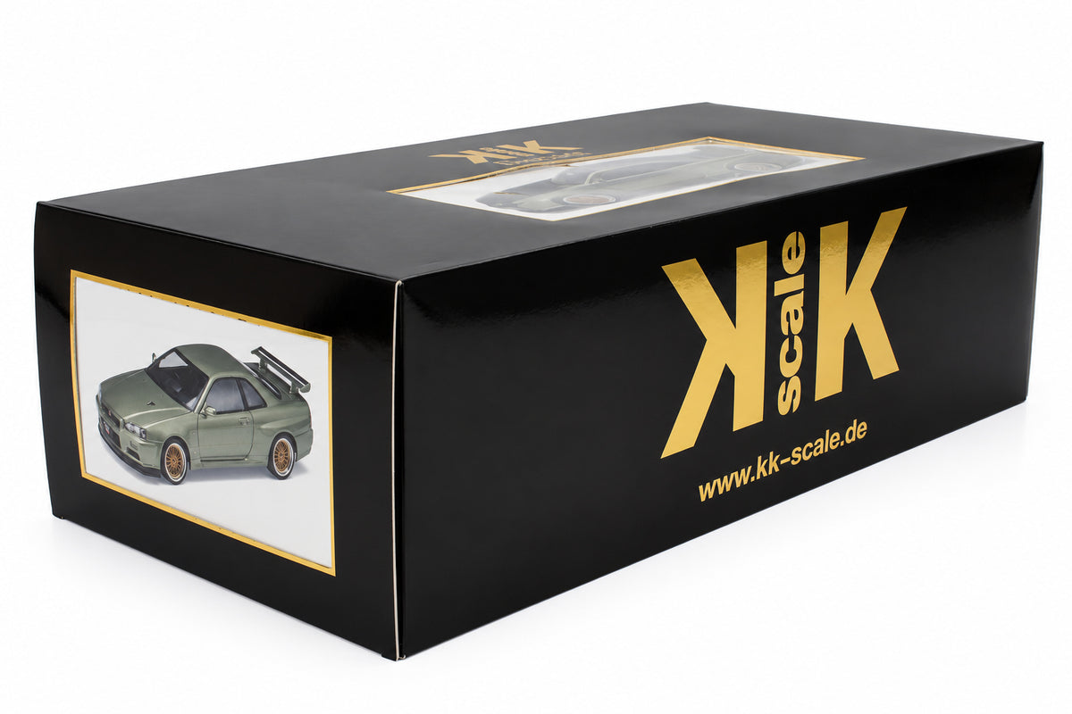 KK-Scale 1:12 Nissan Skyline GT-R (R34) V-Spec II 2001 – Jantes BBS Dorées – Vert Métallisé Clair – KKDC120212-2